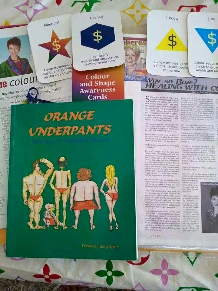 Supplied book and press display featuring Orange Underpants.